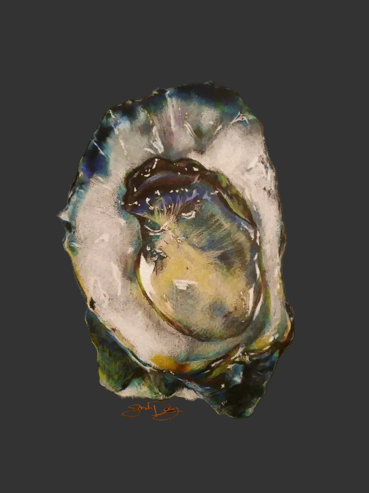 Blue Point Oyster on Black Paper
